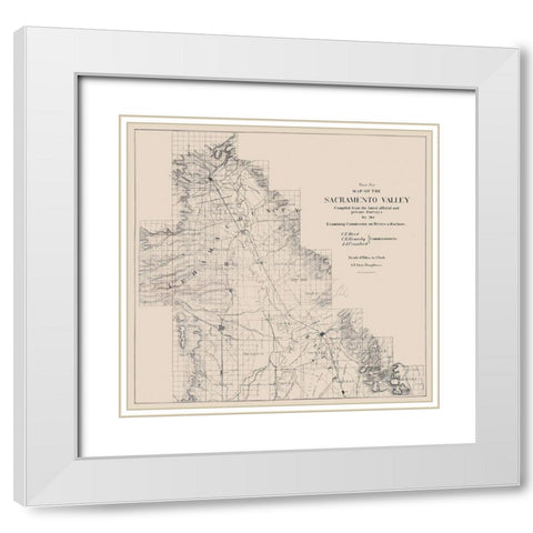 Sacramento Valley California - Britton and Rey White Modern Wood Framed Art Print with Double Matting by Britton