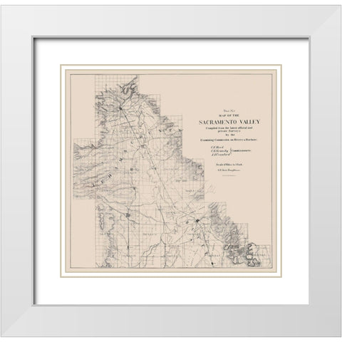 Sacramento Valley California - Britton and Rey White Modern Wood Framed Art Print with Double Matting by Britton