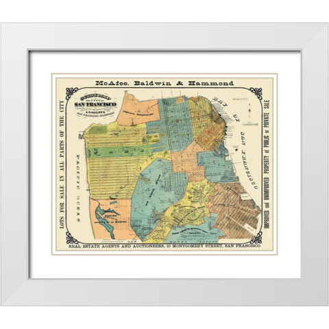 San Francisco California Guidemap - Wilbur 1890 White Modern Wood Framed Art Print with Double Matting by Wilbur