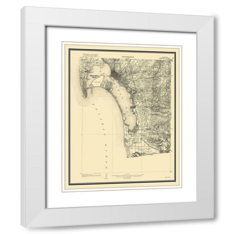 San Diego California Quad - USGS 1904 White Modern Wood Framed Art Print with Double Matting by USGS