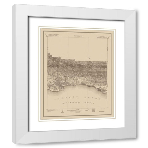 Santa Barbara California Quad - USGS 1903 White Modern Wood Framed Art Print with Double Matting by USGS