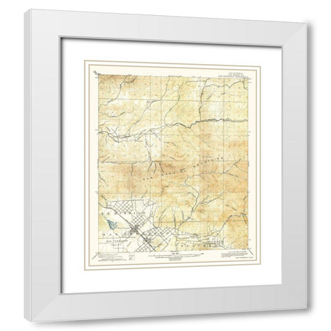 San Fernando California Quad - USGS 1900 White Modern Wood Framed Art Print with Double Matting by USGS