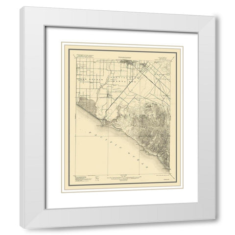 Santa Ana California Quad - USGS 1901 White Modern Wood Framed Art Print with Double Matting by USGS