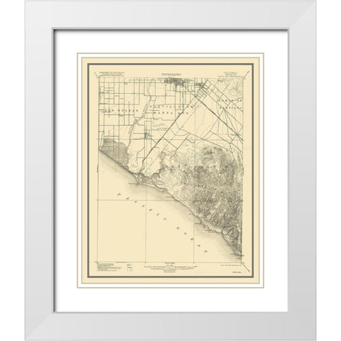 Santa Ana California Quad - USGS 1901 White Modern Wood Framed Art Print with Double Matting by USGS