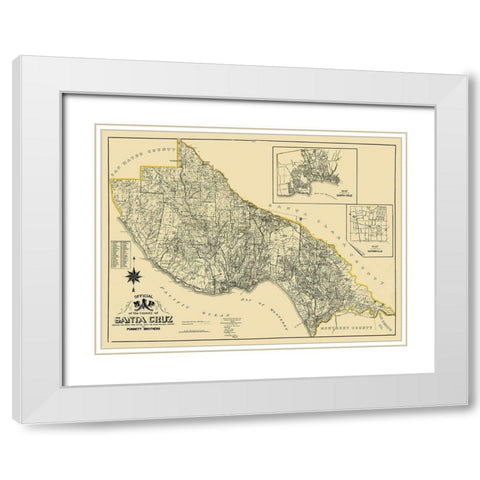 Santa Cruz California Landowner - Punnett 1906 White Modern Wood Framed Art Print with Double Matting by Punnett