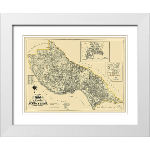 Santa Cruz California Landowner - Punnett 1906 White Modern Wood Framed Art Print with Double Matting by Punnett