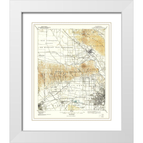 Santa Monica California Quad - USGS 1893 White Modern Wood Framed Art Print with Double Matting by USGS