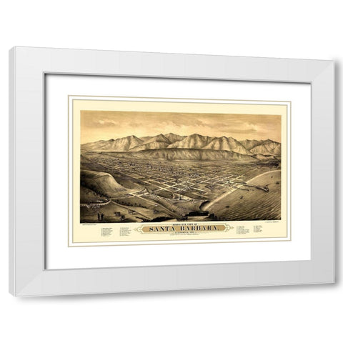 Santa Barbara California Looking North White Modern Wood Framed Art Print with Double Matting by Bancroft