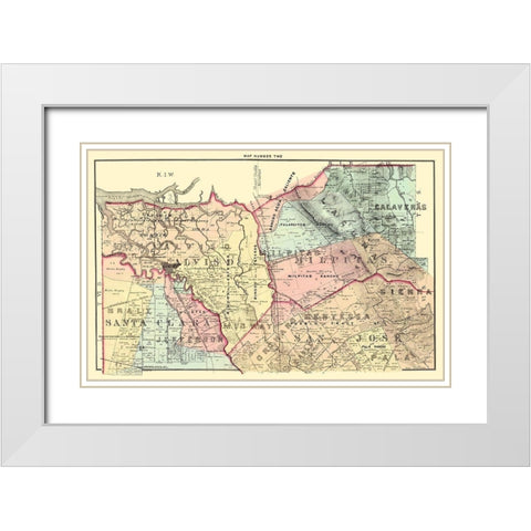 Santa Clara California Landowner - Thomas 1876 White Modern Wood Framed Art Print with Double Matting by Thomas