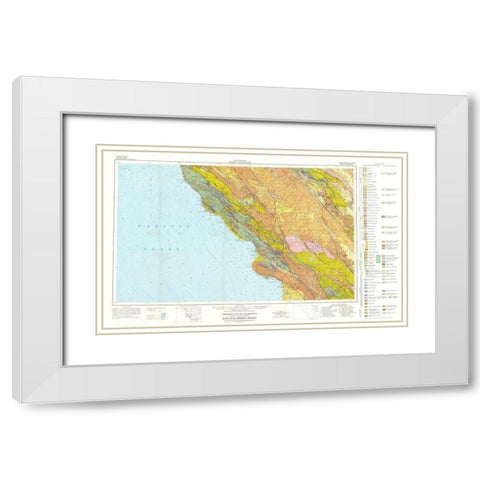 San Luis Obispo Sheet California Mines White Modern Wood Framed Art Print with Double Matting by Jennings