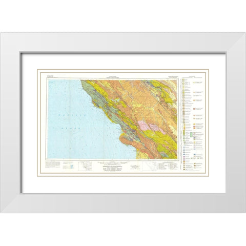 San Luis Obispo Sheet California Mines White Modern Wood Framed Art Print with Double Matting by Jennings