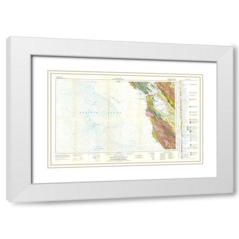 San Francisco Sheet California Mines White Modern Wood Framed Art Print with Double Matting by Jennings