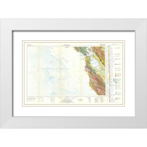 San Francisco Sheet California Mines White Modern Wood Framed Art Print with Double Matting by Jennings
