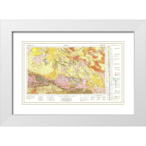 San Bernardino Sheet California Mines - Rogers White Modern Wood Framed Art Print with Double Matting by Rogers