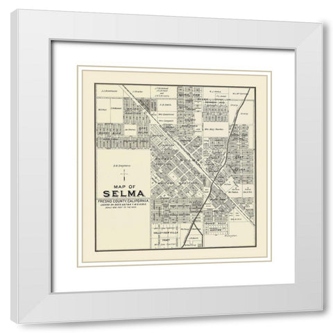 Selma California Landowner - Thomas 1892 White Modern Wood Framed Art Print with Double Matting by Thomas