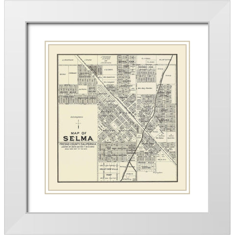 Selma California Landowner - Thomas 1892 White Modern Wood Framed Art Print with Double Matting by Thomas