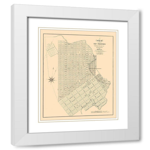San Francisco California - Eddy 1849  White Modern Wood Framed Art Print with Double Matting by Eddy