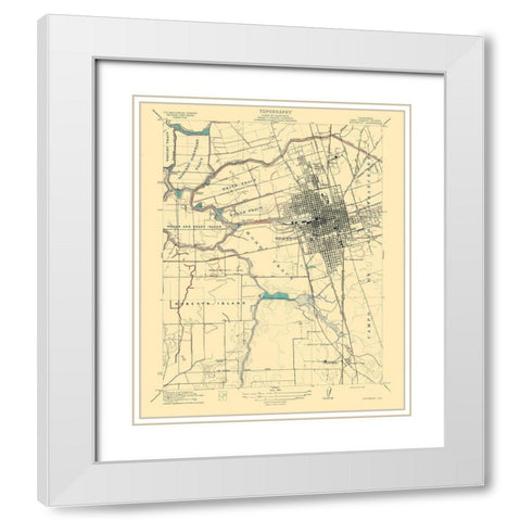 Stockton California Quad - USGS 1913 White Modern Wood Framed Art Print with Double Matting by USGS