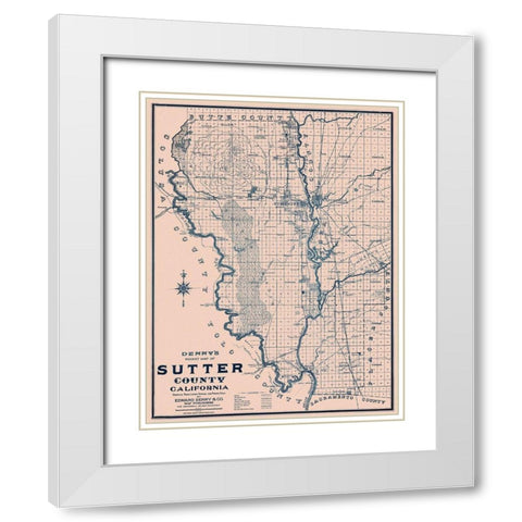 Sutter California - Denny 1913 White Modern Wood Framed Art Print with Double Matting by Denny