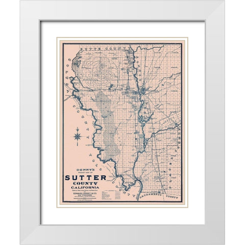 Sutter California - Denny 1913 White Modern Wood Framed Art Print with Double Matting by Denny