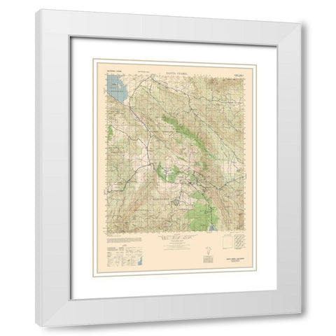 Santa Ysabel Sheet - US Army 1943 White Modern Wood Framed Art Print with Double Matting by US Army