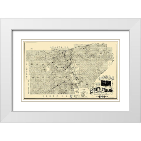Tehama California Landowner - Luning 1903 White Modern Wood Framed Art Print with Double Matting by Luning