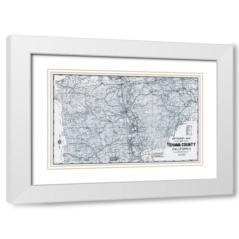 Tehama California Landowner - Metsker 1929 White Modern Wood Framed Art Print with Double Matting by Metsker