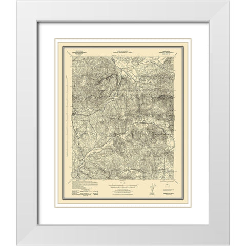 Temecula California Quad - USGS 1942 White Modern Wood Framed Art Print with Double Matting by USGS