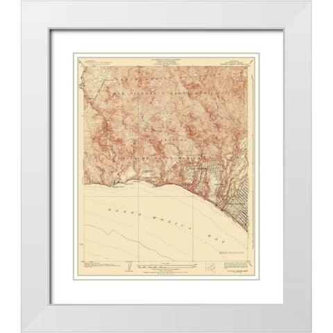 Topanga Canyon California Quad - USGS 1928 White Modern Wood Framed Art Print with Double Matting by USGS