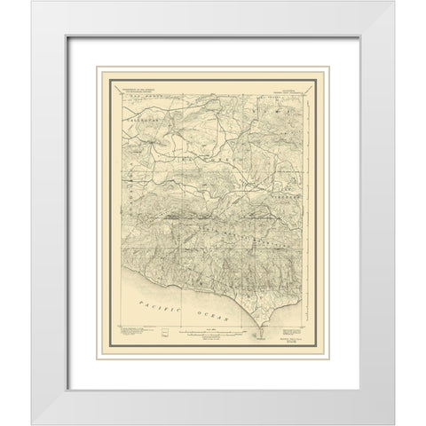 Triunfo Pass California Quad - USGS 1921 White Modern Wood Framed Art Print with Double Matting by USGS