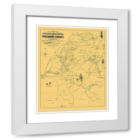 Tuolumne California Landowner - Dart 1878 White Modern Wood Framed Art Print with Double Matting by Dart