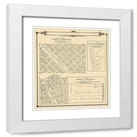 Lindsay, Monson California - Thomas 1892 White Modern Wood Framed Art Print with Double Matting by Thomas