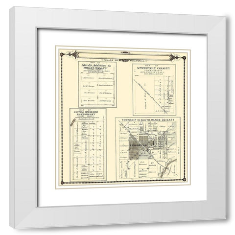 Tulare  Colonies California - Thomas 1892 White Modern Wood Framed Art Print with Double Matting by Thomas