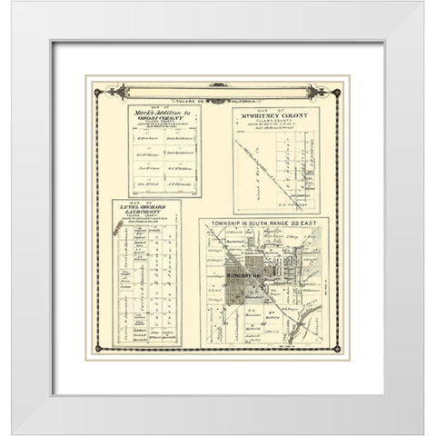 Tulare  Colonies California - Thomas 1892 White Modern Wood Framed Art Print with Double Matting by Thomas