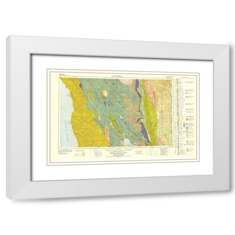 Ukiah Sheet California Mines - Jennings 1957 White Modern Wood Framed Art Print with Double Matting by Jennings