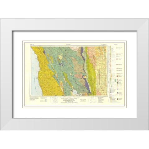 Ukiah Sheet California Mines - Jennings 1957 White Modern Wood Framed Art Print with Double Matting by Jennings