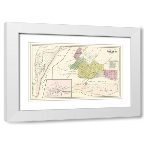 Vallejo California Landowner - Thompson  1878 White Modern Wood Framed Art Print with Double Matting by Thompson
