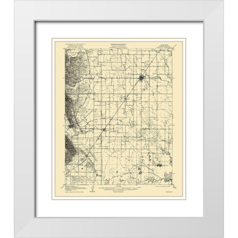 Vacaville California Quad - USGS 1908 White Modern Wood Framed Art Print with Double Matting by USGS