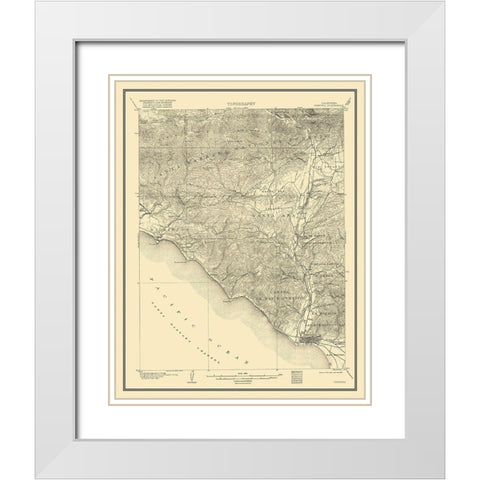 Ventura California Quad - USGS 1904 White Modern Wood Framed Art Print with Double Matting by USGS
