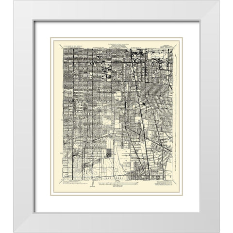 Watts California Quad - USGS 1934 White Modern Wood Framed Art Print with Double Matting by USGS