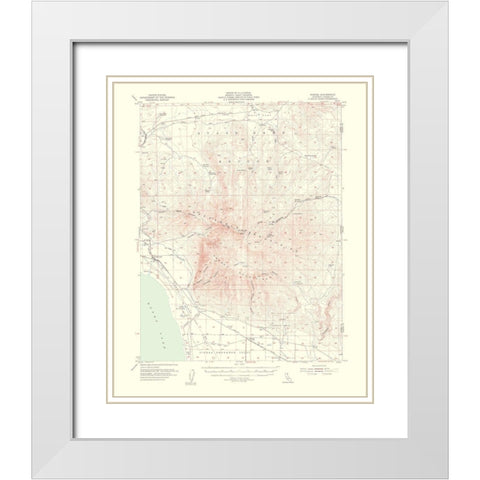 Wendel California Quad - USGS 1954 White Modern Wood Framed Art Print with Double Matting by USGS