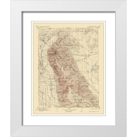 White Mountain California Nevada Quad - USGS 1917 White Modern Wood Framed Art Print with Double Matting by USGS