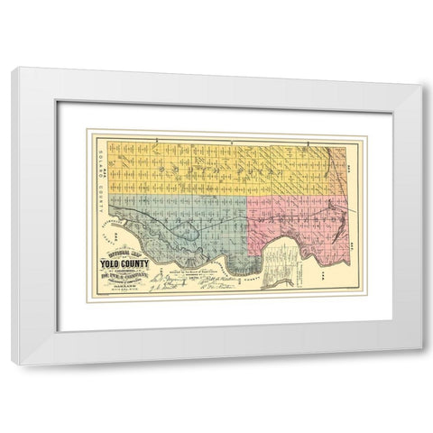 Yolo  East California Landowner - De Pue 1879 White Modern Wood Framed Art Print with Double Matting by De Pue