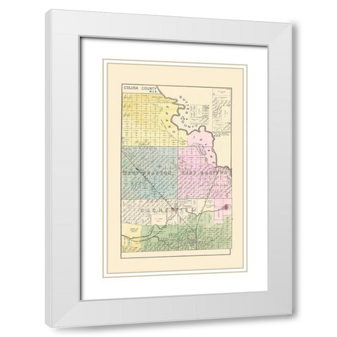 Yolo  Northeast California Landowner - De Pue 1879 White Modern Wood Framed Art Print with Double Matting by De Pue