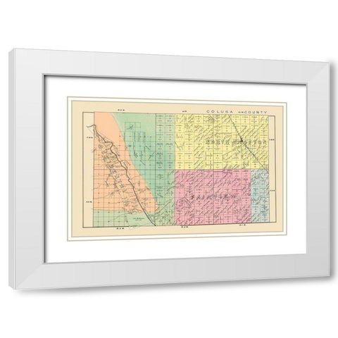 Yolo  Northwest California Landowner - De Pue 1879 White Modern Wood Framed Art Print with Double Matting by De Pue