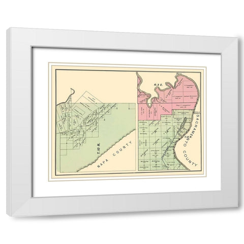 Yolo California Landowner - De Pue 1879 White Modern Wood Framed Art Print with Double Matting by De Pue