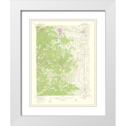 Yreka California Quad - USGS 1956 White Modern Wood Framed Art Print with Double Matting by USGS