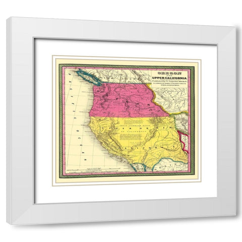 California, Oregon - Mitchell 1846 White Modern Wood Framed Art Print with Double Matting by Mitchell