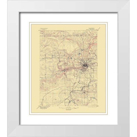 Nevada City California Special - USGS 1895 White Modern Wood Framed Art Print with Double Matting by USGS