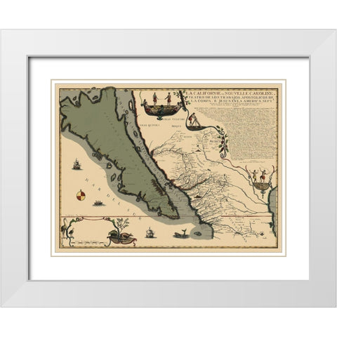 California, Mexico - His Majestys Geographer 1720 White Modern Wood Framed Art Print with Double Matting by His Majestys Geographer
